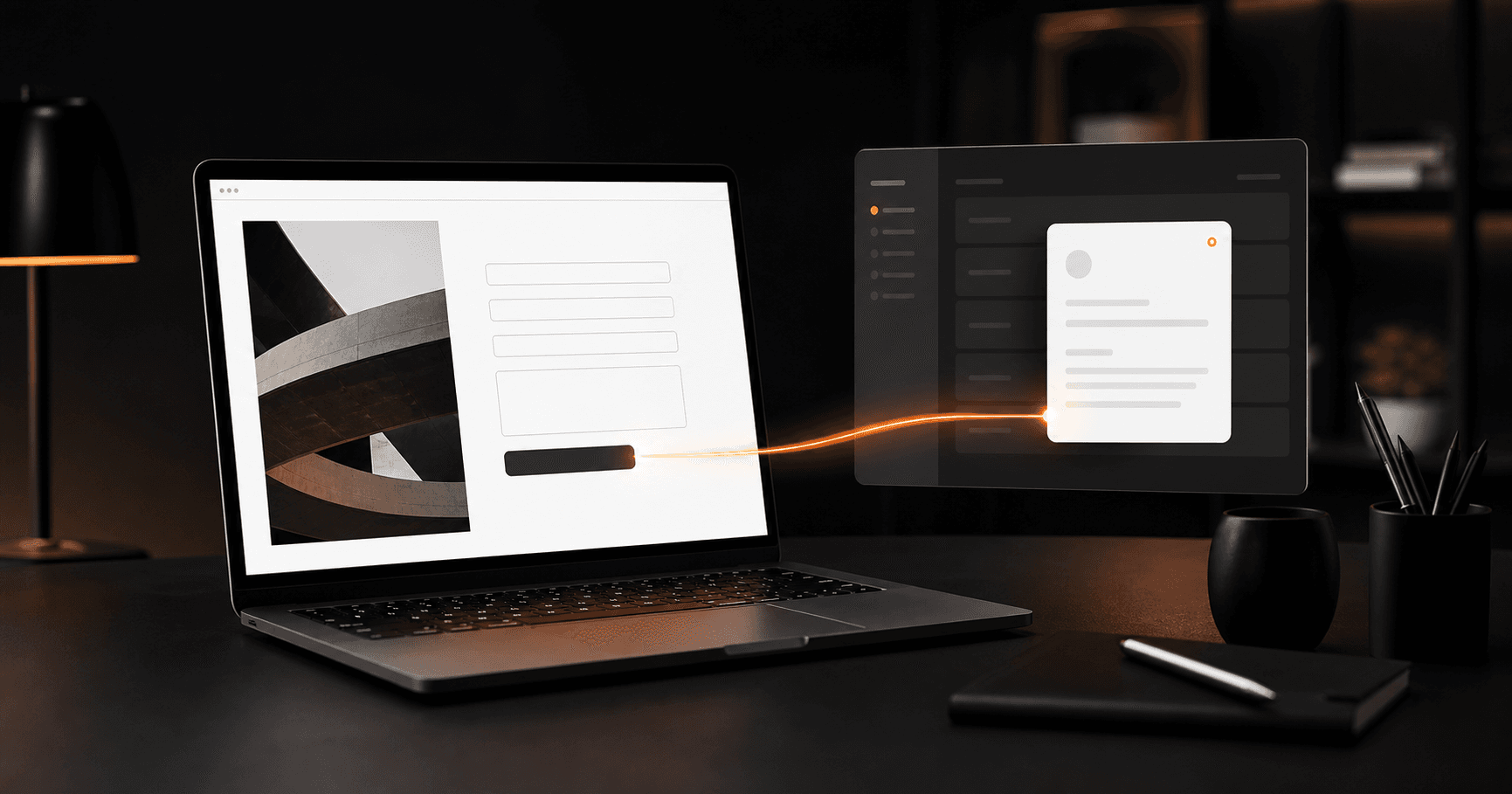 Formulário de um site conectado visualmente a um CRM para organização de novos leads.